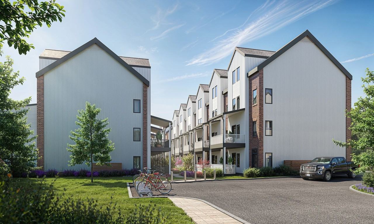 Rendering: Hilltop at Auburn townhomes with board-and-batten siding